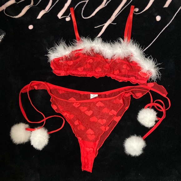 Women’s Shein two piece sexy red Valentines sheer mesh lingerie set. Size M. - Picture 1 of 16